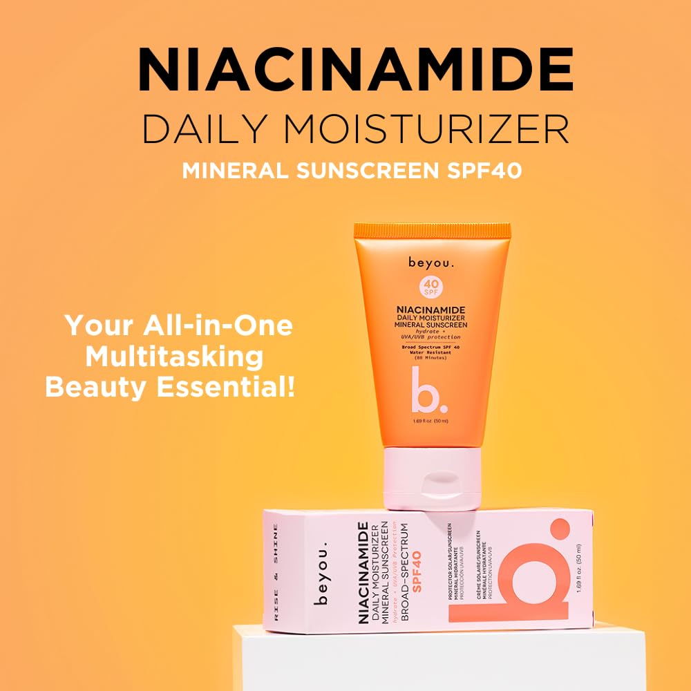 Niacinamide Daily Moisturizer Mineral Face Sunscreen + SPF 40, 1.69 Fl Oz, Tinted, Plant-Based, Cruelty-Free, All Skin Types