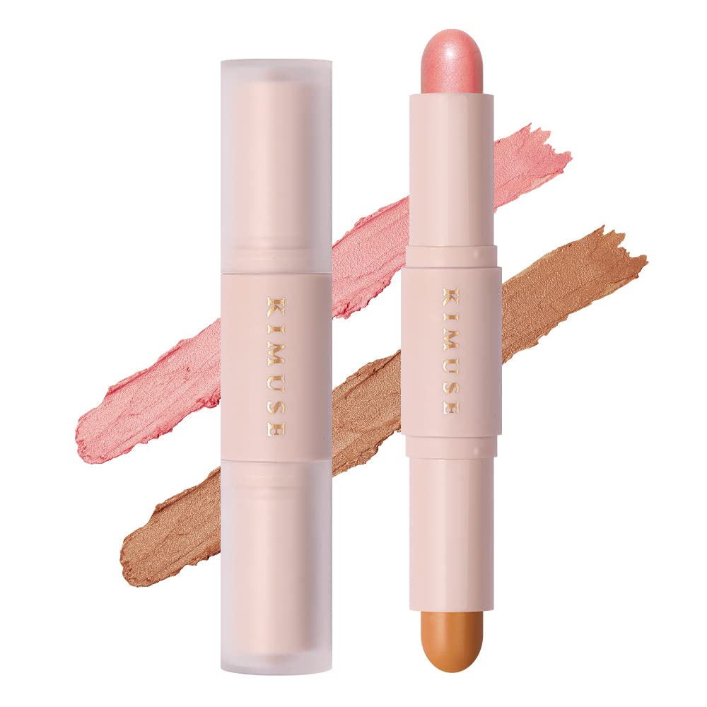 2 Color Dual Cream , Highlight & Contour Bronzer Stick, Long Lasting & Waterproof Contour Sticks Kit for Light Skin Face Makeup