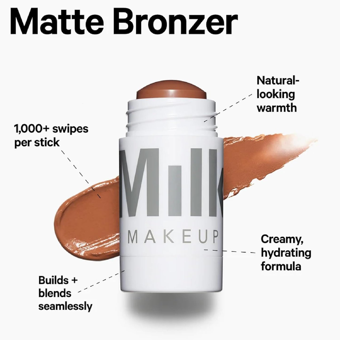 Matte Bronzer, Baked (Bronze) - 0.19 Oz - Cream Bronzer Stick - Buildable, Blendable Color - Matte Finish - 1,000+ Swipes per Stick - Vegan, Cruelty Free